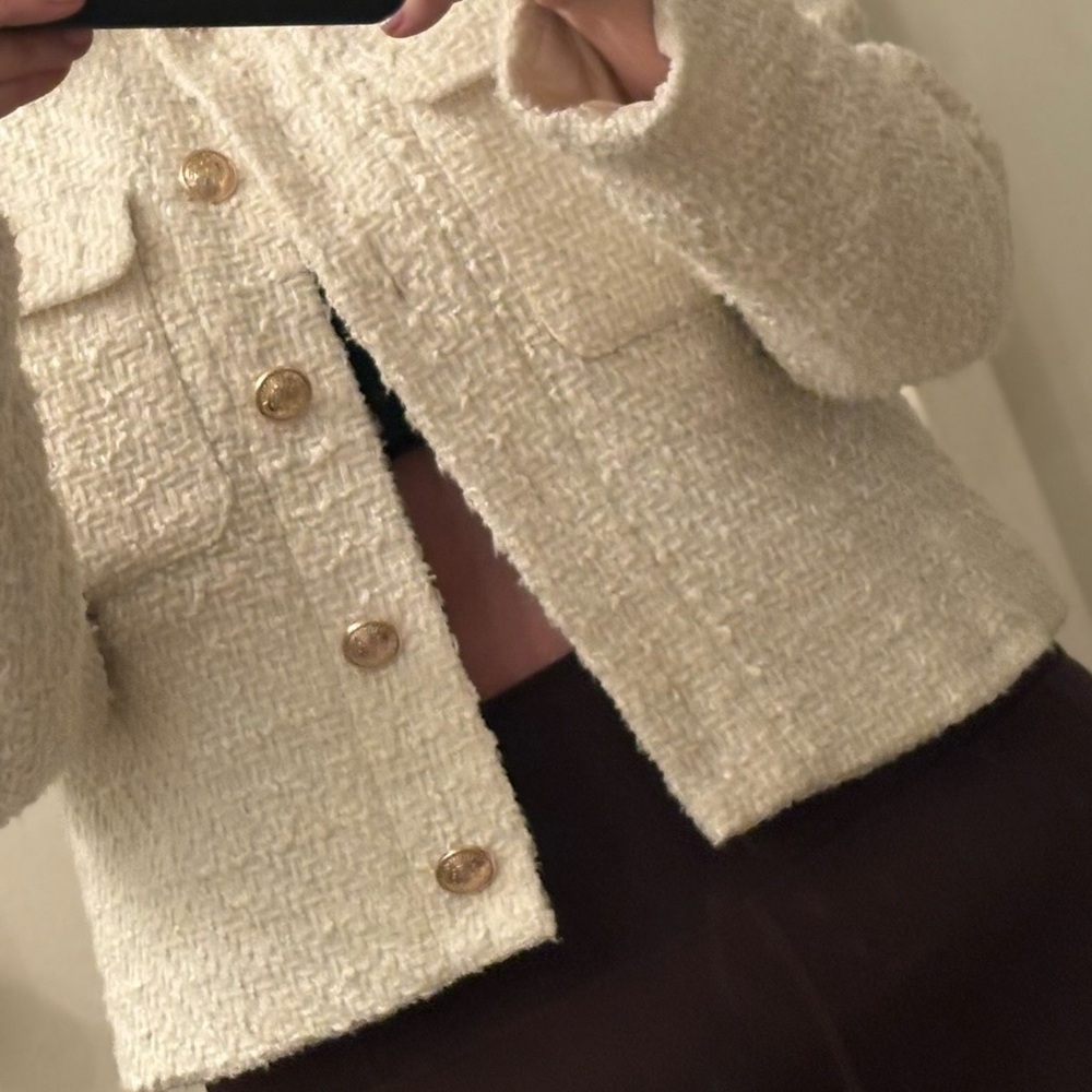 BOUCLE Cream Cropped ladies jacket